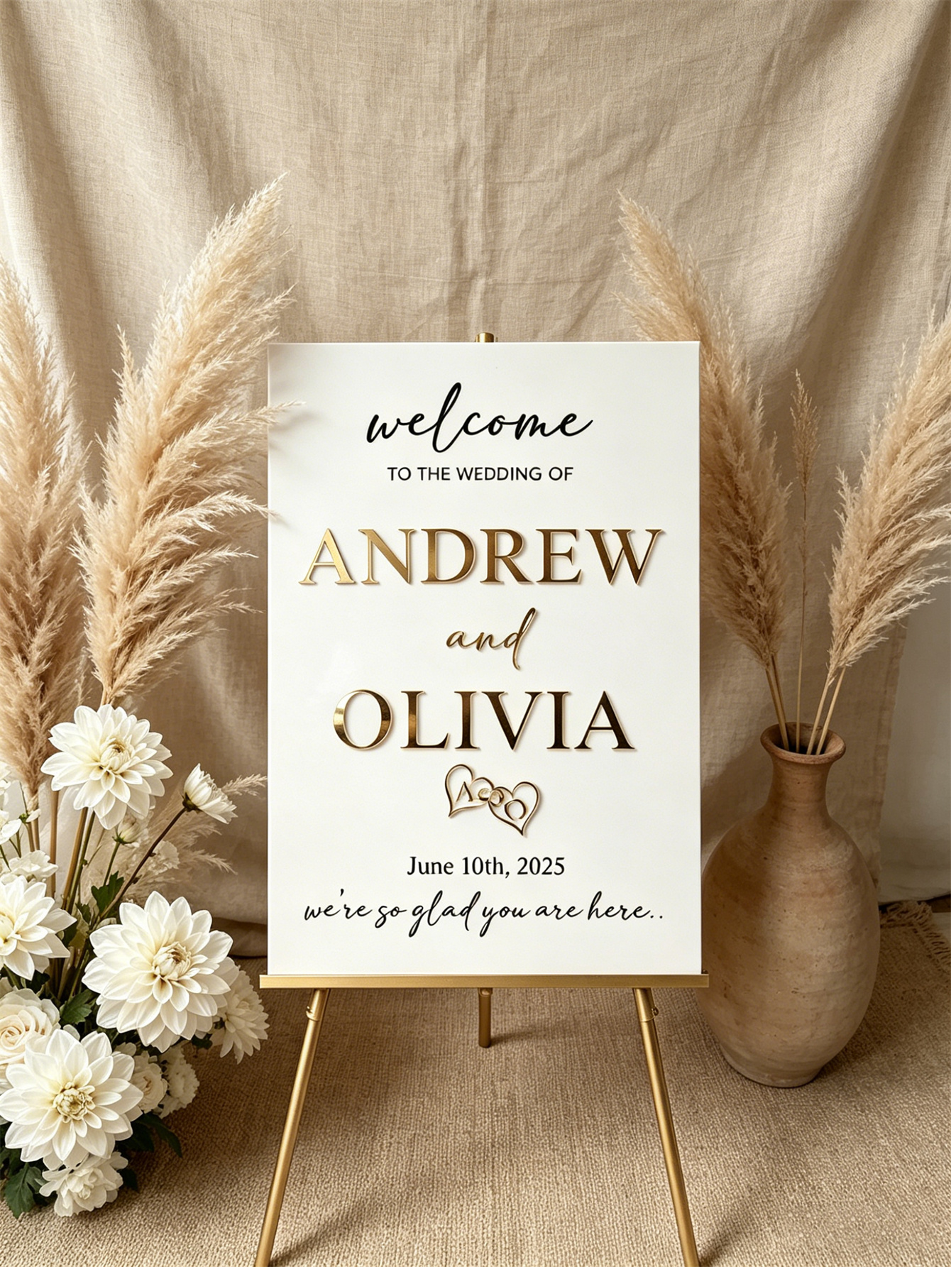 Wedding Welcome Sign - Personalized acrylic wedding welcome sign, modern and fashionable decoration of the wedding entrance. Welcome to our wedding sign